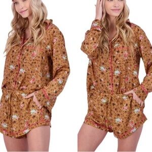 NWOT Lush cheetah leopard floral Pajama Set